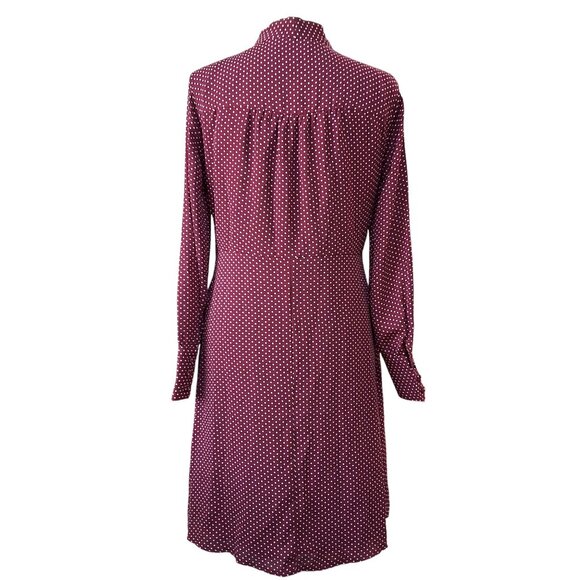 Lands End Burgandy Polka Dot Neck Tie Shift Dress Womens Sz O Fall Transitional - Picture 3 of 10